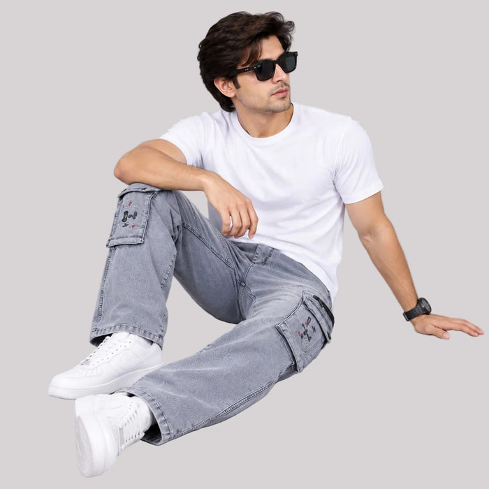 Ash Grey Cargo Denim - BE18 men's jeans
