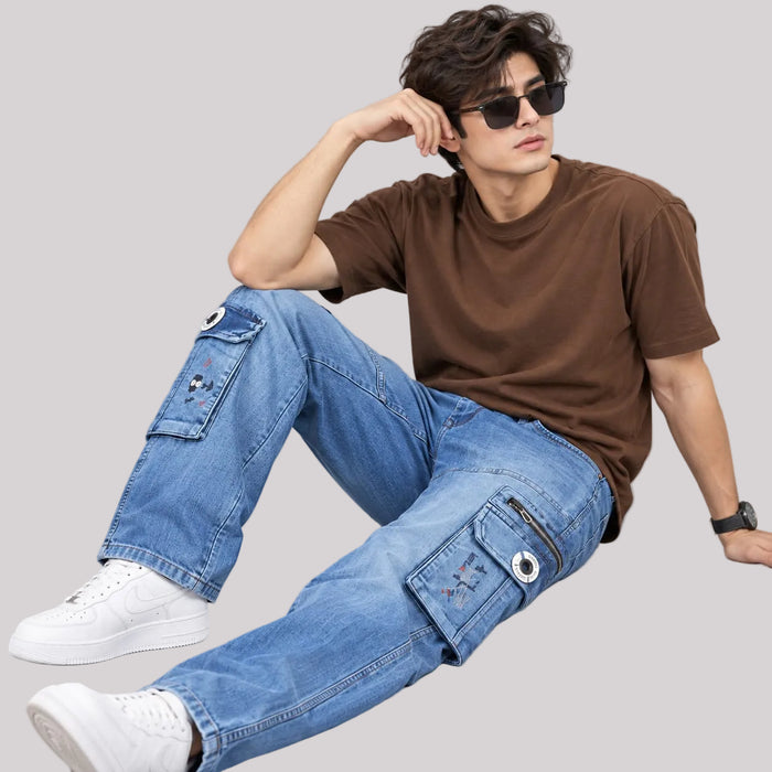 Blue Washed Cargo Denim - BE18 men's jeans