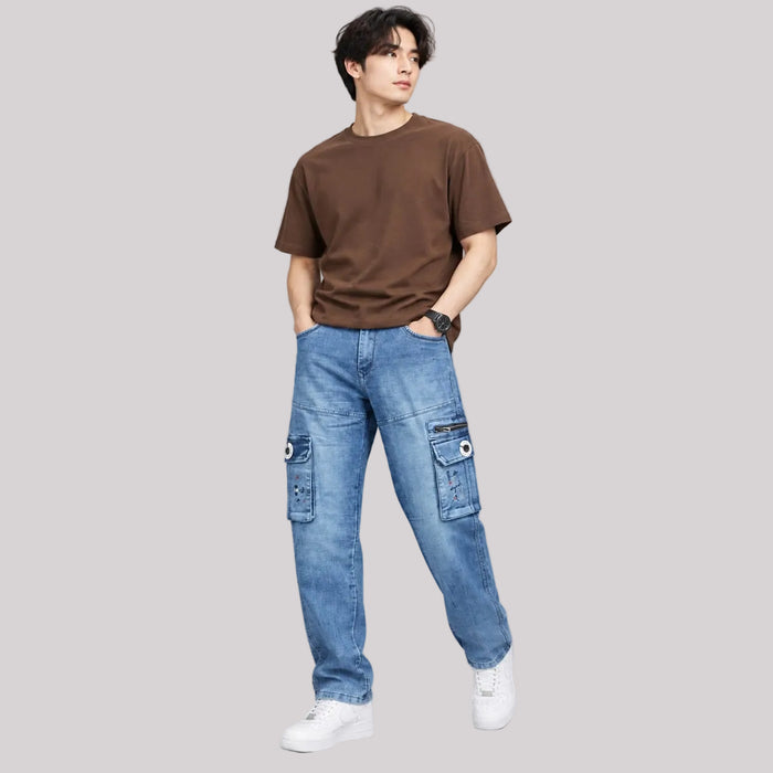 Blue Washed Cargo Denim - BE18 men's jeans