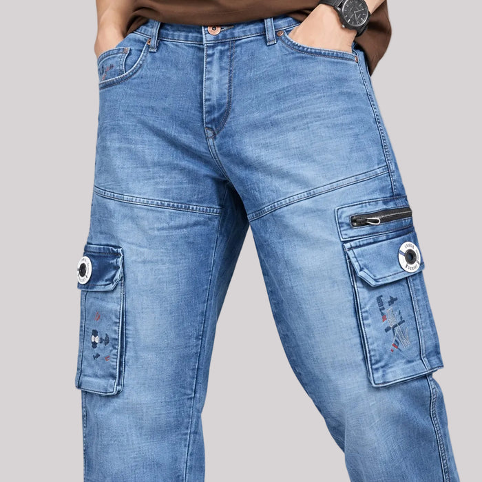 Blue Washed Cargo Denim - BE18 men's jeans