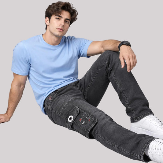 Denim cargo jeans