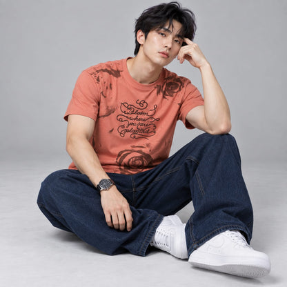 Round Neck Digital Print Tshirt - BE18 men's t-shirt