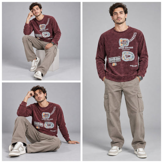 Corduroy Crafted Full Sleeve T-Shirt - BE18 men's t-shirt