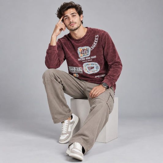 Corduroy Crafted Full Sleeve T-Shirt - BE18 men's t-shirt