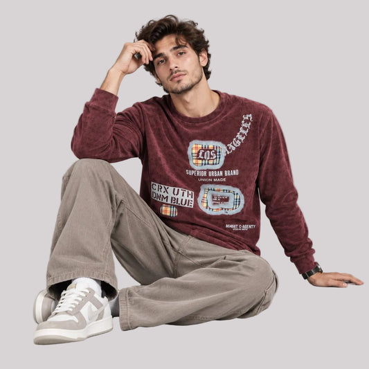 Corduroy Crafted Full Sleeve T-Shirt - BE18 men's t-shirt