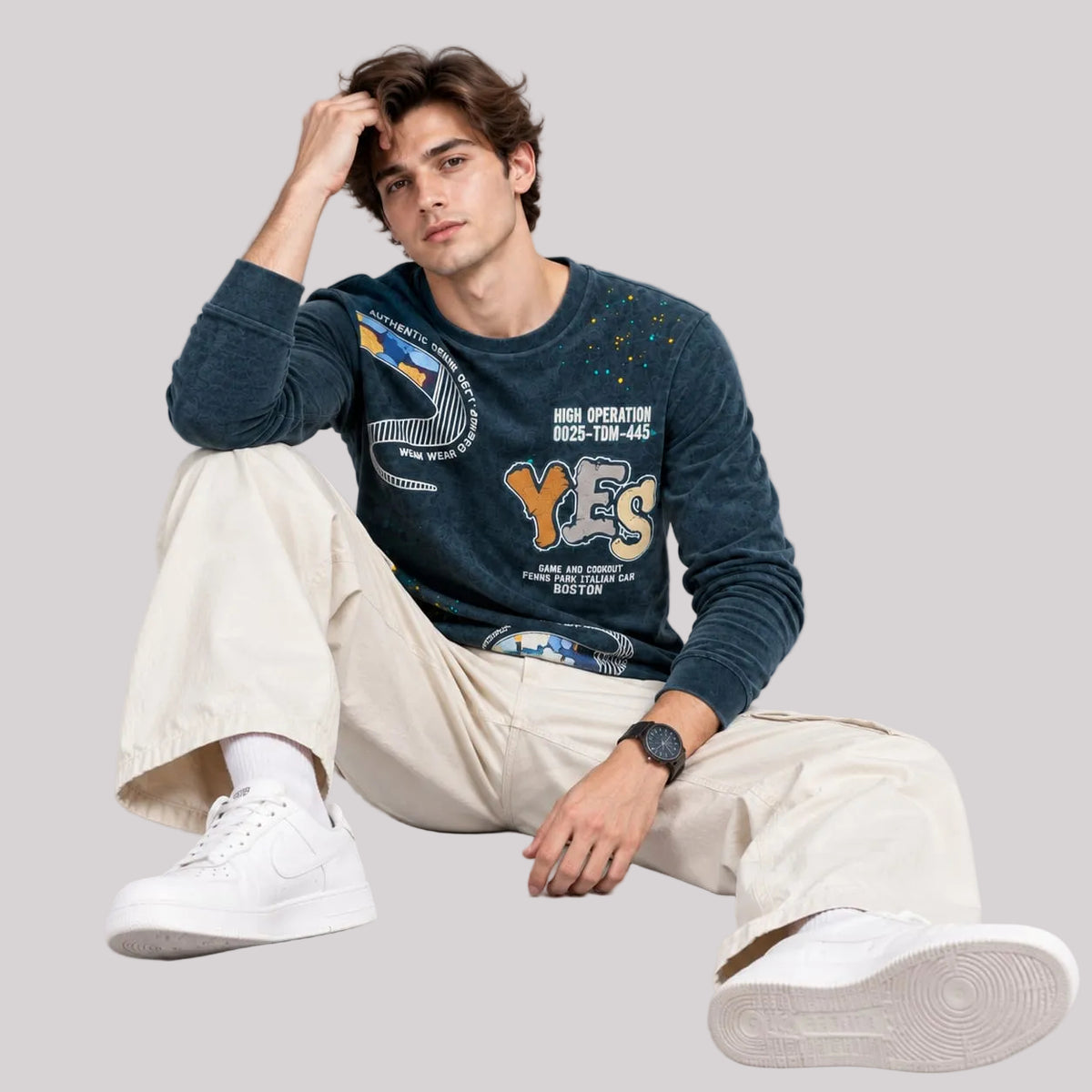 Corduroy Crafted Full Sleeve T-Shirt - BE18 men's t-shirt