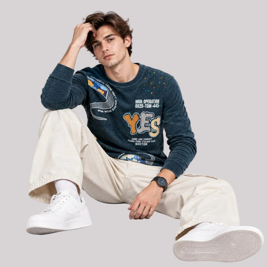 Corduroy Crafted Full Sleeve T-Shirt - BE18 men's t-shirt