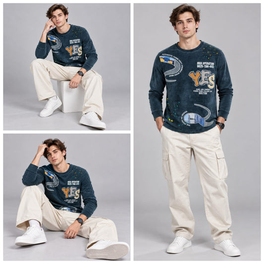 Corduroy Crafted Full Sleeve T-Shirt - BE18 men's t-shirt