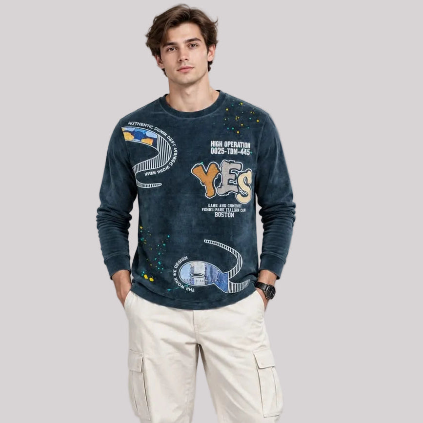 Corduroy Crafted Full Sleeve T-Shirt - BE18 men's t-shirt