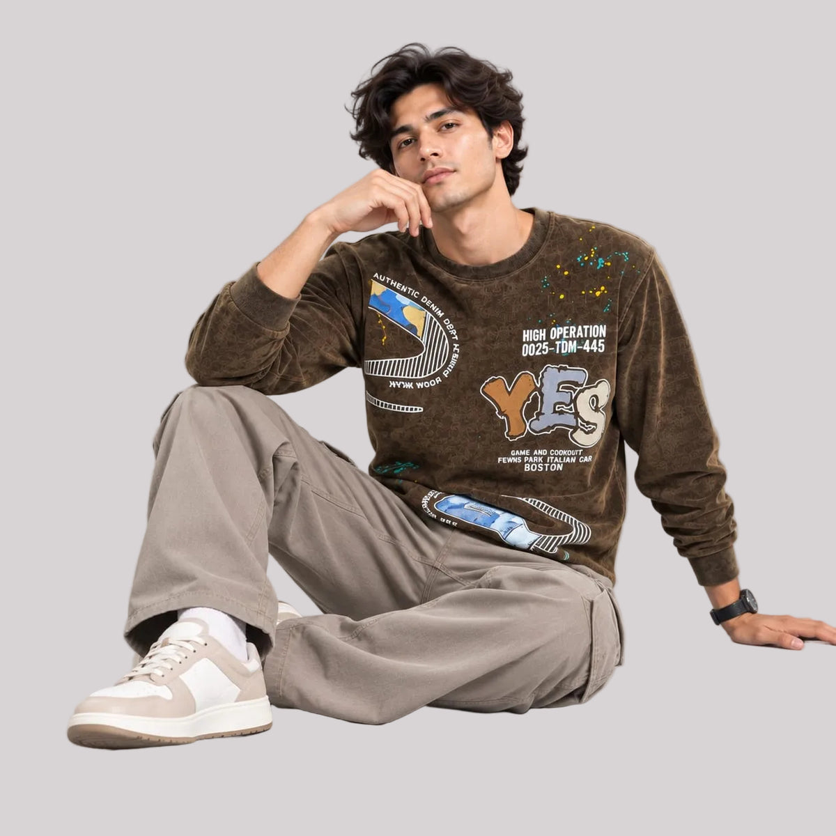 Corduroy Crafted Full Sleeve T-Shirt - BE18 men's t-shirt