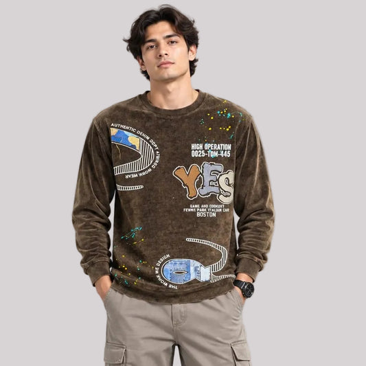 Corduroy Crafted Full Sleeve T-Shirt - BE18 men's t-shirt