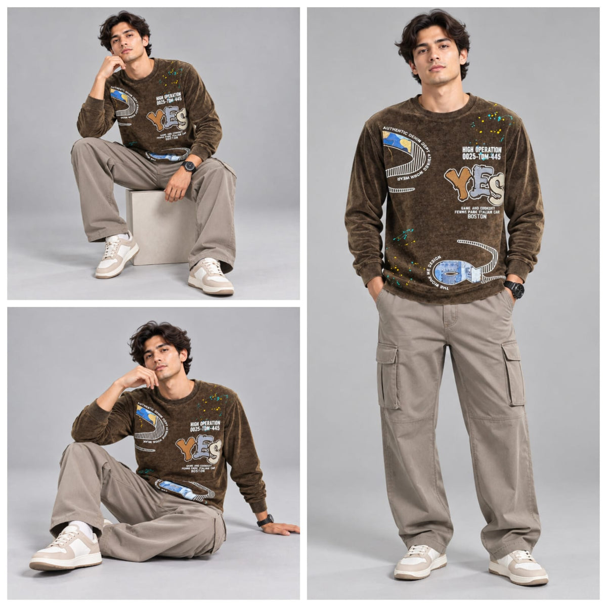Corduroy Crafted Full Sleeve T-Shirt - BE18 men's t-shirt