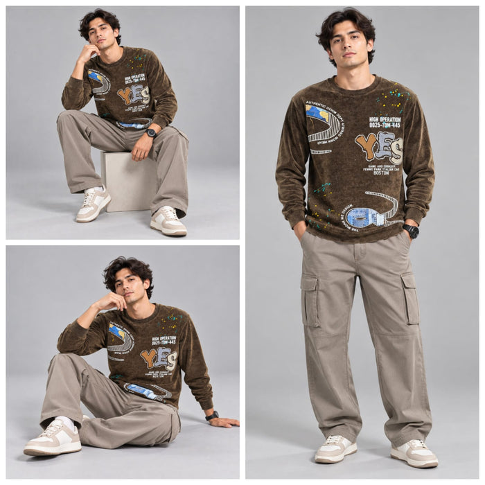 Corduroy Crafted Full Sleeve T-Shirt - BE18 men's t-shirt