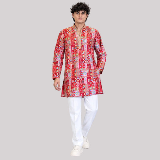 Short V-neck kurta pajama