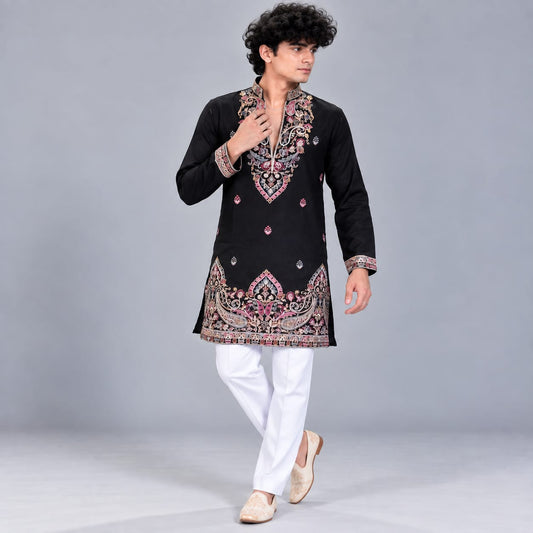 Short V-neck kurta pajama