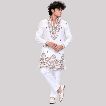 Short V-neck kurta pajama