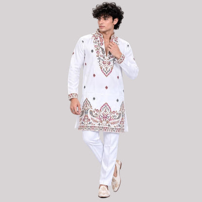 Short V-neck kurta pajama