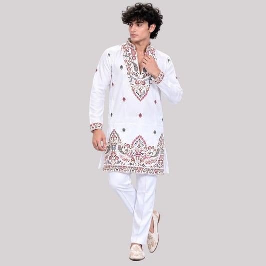 Short V-neck kurta pajama