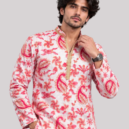 Short V-neck kurta pajama