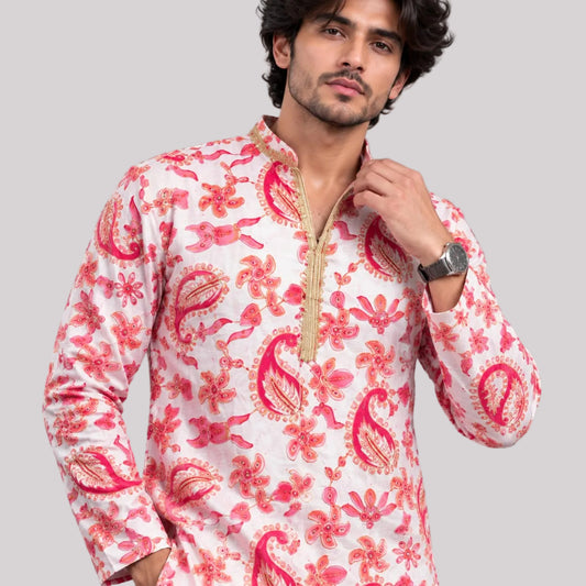 Short V-neck kurta pajama