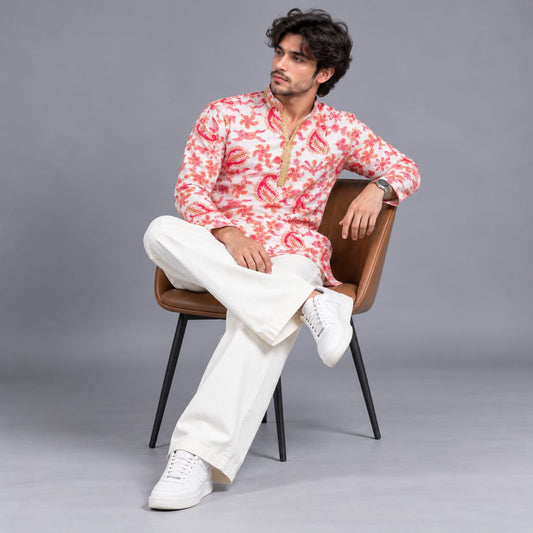Short V-neck kurta pajama