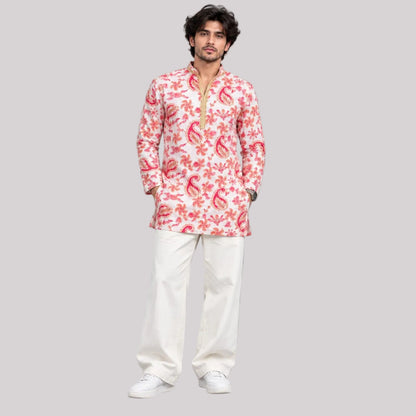 Short V-neck kurta pajama