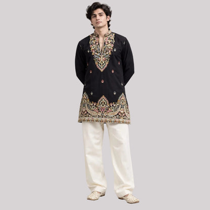 Short V-neck kurta pajama