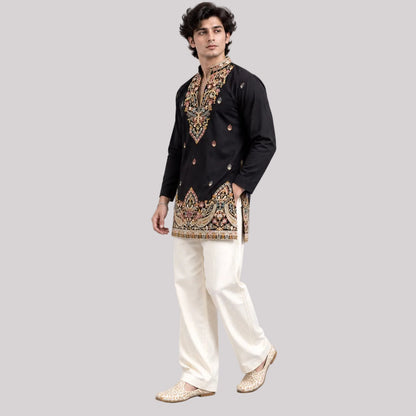 Short V-neck kurta pajama
