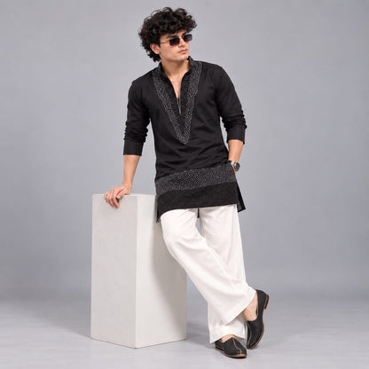 Short V-neck kurta pajama
