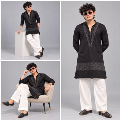Short V-neck kurta pajama