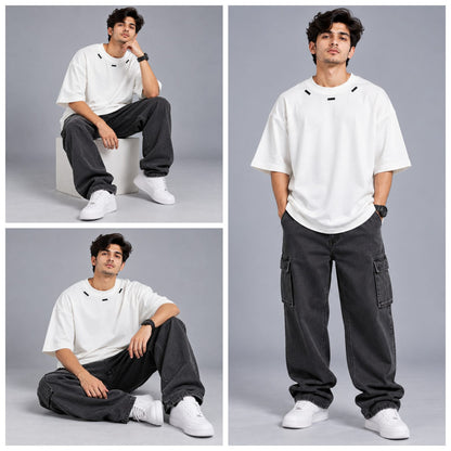 Round neck with metal touch