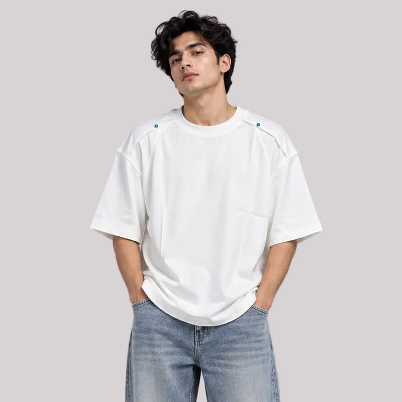 White oversized with shoulder touch-up