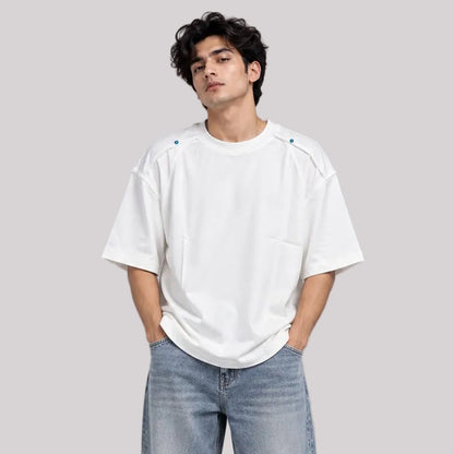 White oversized with shoulder touch-up