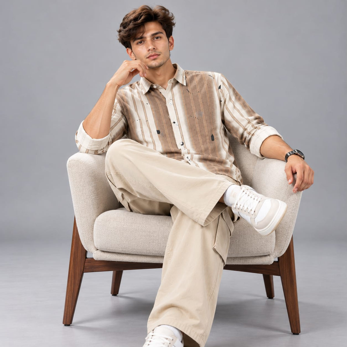 Digital print stripes shirt