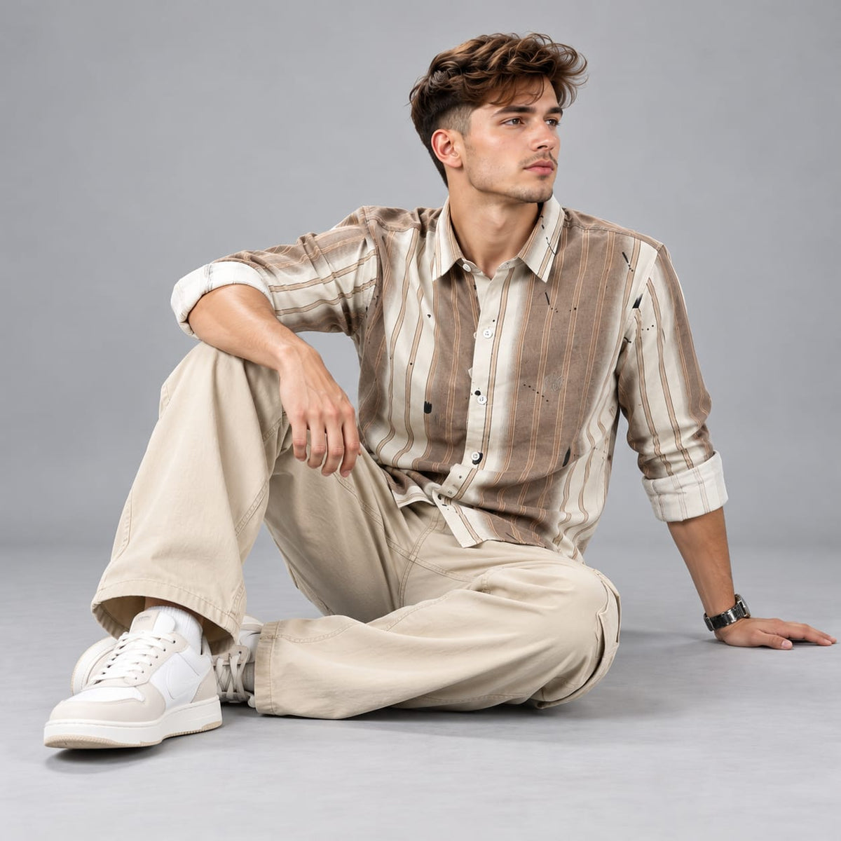 Digital print stripes shirt