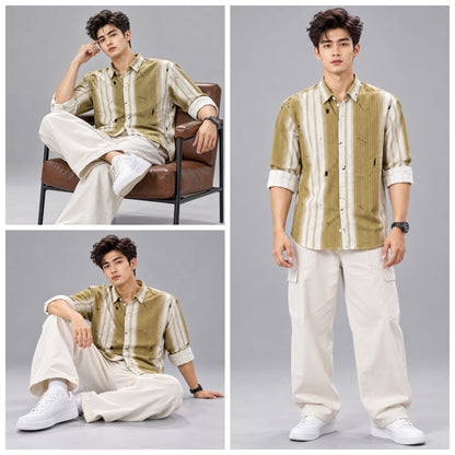 Digital print stripes shirt