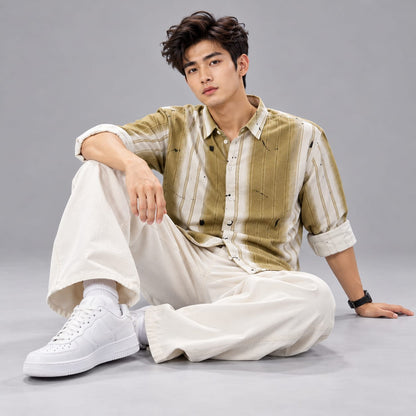 Digital print stripes shirt