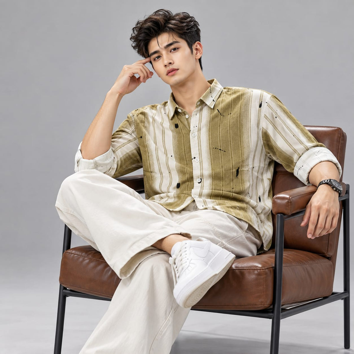 Digital print stripes shirt