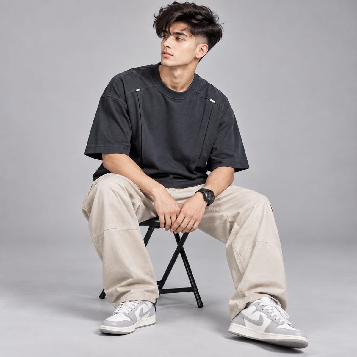 Black oversized with shoulder touch-up