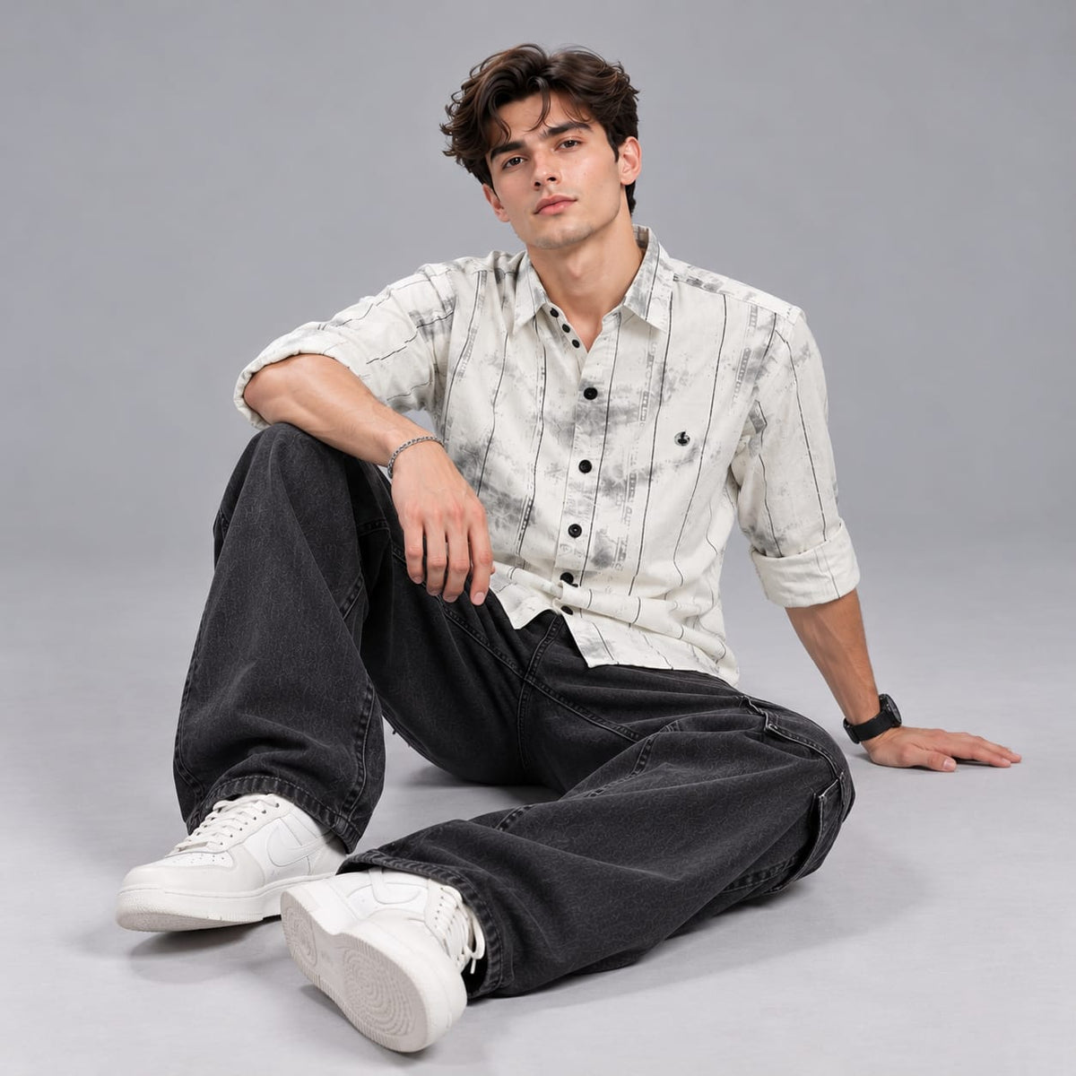 Digital print stripes shirt