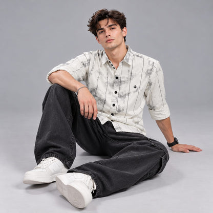 Digital print stripes shirt