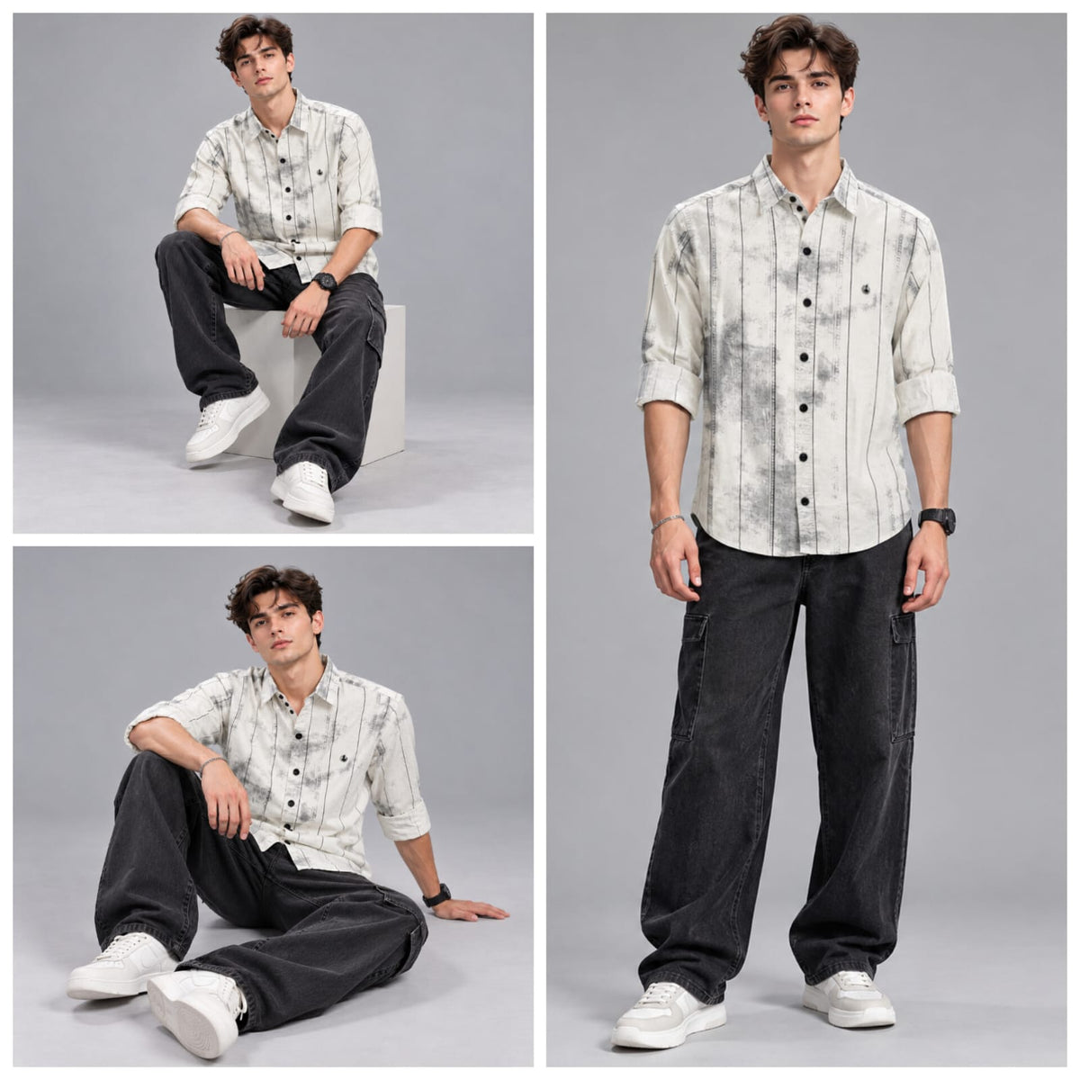 Digital print stripes shirt
