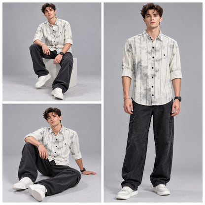 Digital print stripes shirt