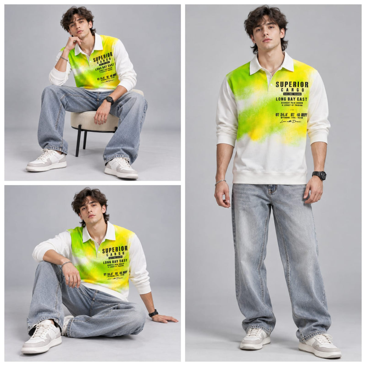 Full sleeves collar crew neck T-shirt
