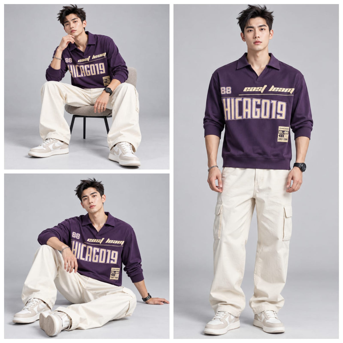 Full sleeves collar crew neck T-shirt