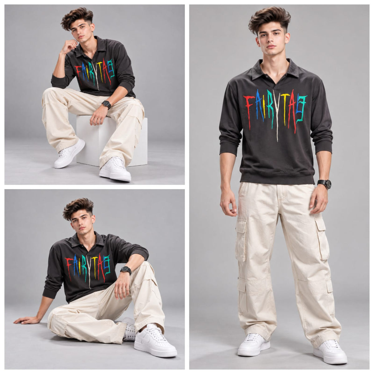 Full sleeves collar crew neck T-shirt