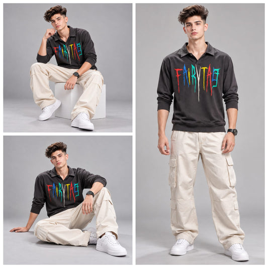 Full sleeves collar crew neck T-shirt