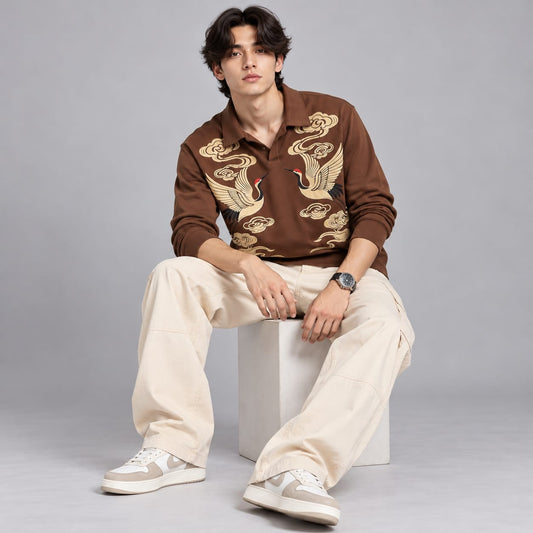 Full sleeves collar crew neck T-shirt