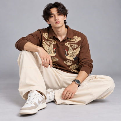Full sleeves collar crew neck T-shirt