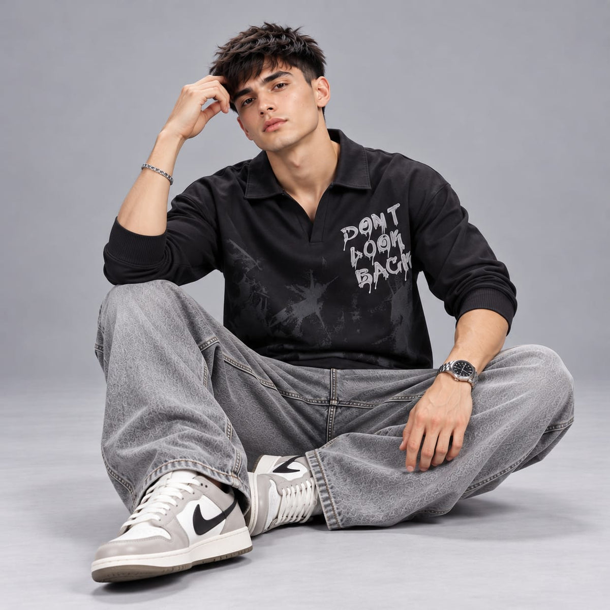 Full sleeves collar crew neck T-shirt